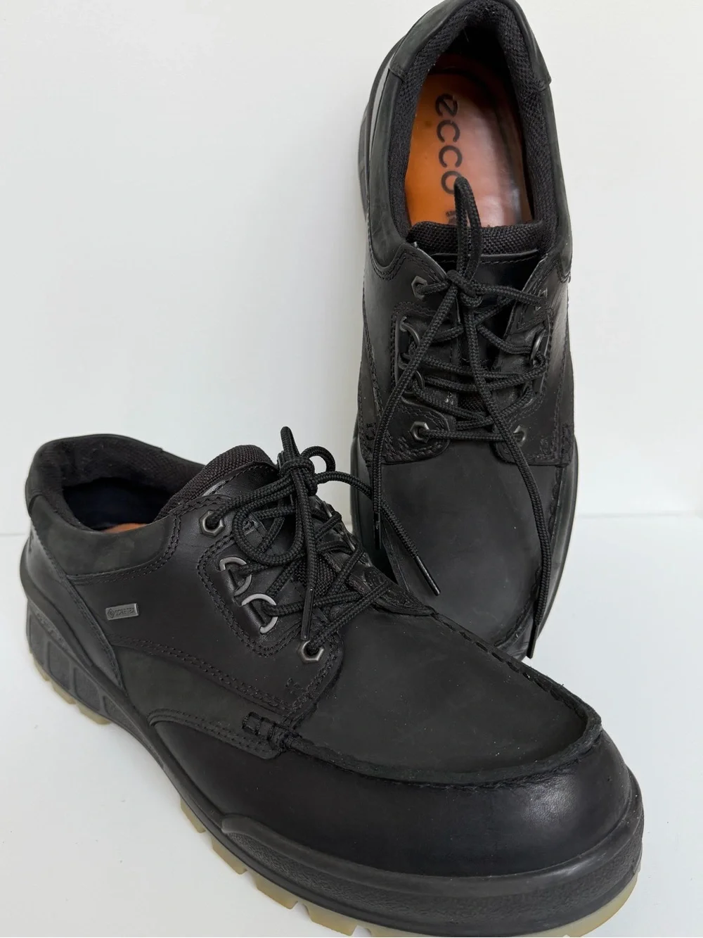 ECCO Track Gore-Tex Men’s Leather Walking Shoes Black EU 46 US 12-12.5 Waterproo